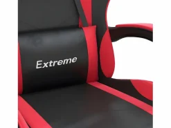 Clicnbuy Silla gaming giratoria y reposapiés cuero sintético negro Rojo Best