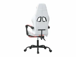Silla gaming giratoria y reposapiés cuero sintético blanco^Clicnbuy Clearance