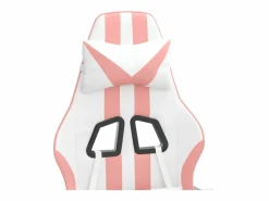 Silla gaming giratoria y reposapiés cuero sintético blanco^Clicnbuy Clearance