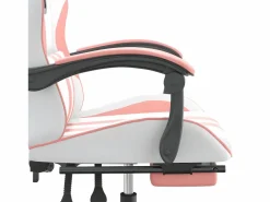 Silla gaming giratoria y reposapiés cuero sintético blanco^Clicnbuy Clearance