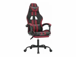 Clicnbuy Silla gaming giratoria y reposapiés cuero sintético Rojo Online