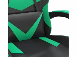 Silla gaming giratoria y reposapiés cuero sintético negro^Clicnbuy Hot