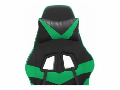 Silla gaming giratoria y reposapiés cuero sintético negro^Clicnbuy Hot