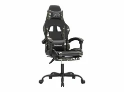 Clicnbuy Silla gaming giratoria y reposapiés cuero sintético Verde Online