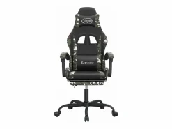 Clicnbuy Silla gaming giratoria y reposapiés cuero sintético Verde Online