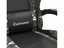 Clicnbuy Silla gaming giratoria y reposapiés cuero sintético Verde Online