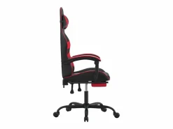 Clicnbuy Silla gaming giratoria y reposapiés cuero sintético negro Rojo Outlet