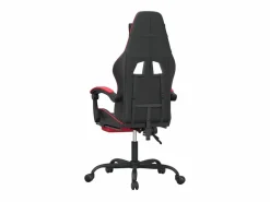 Clicnbuy Silla gaming giratoria y reposapiés cuero sintético negro Rojo Outlet