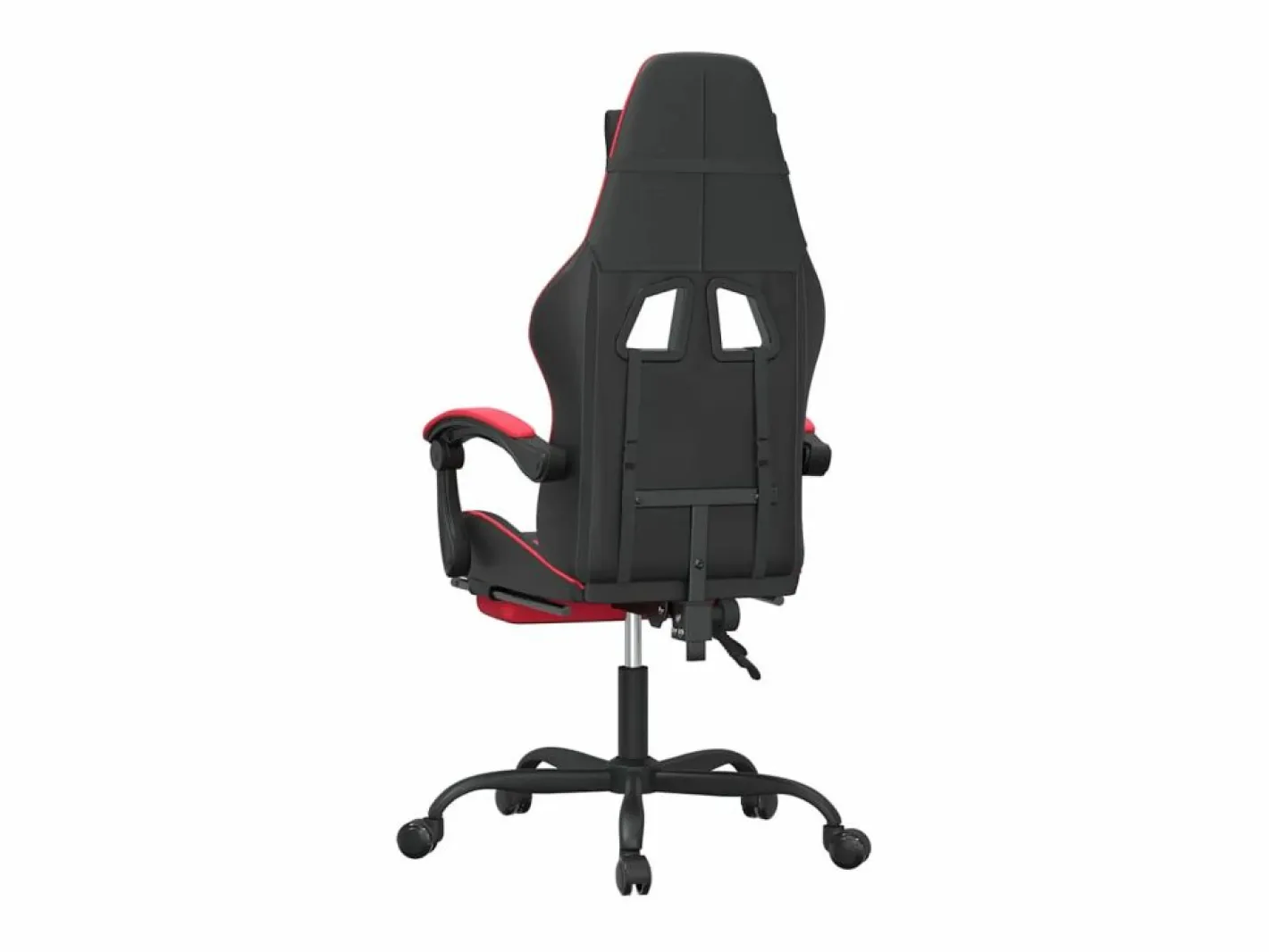 Clicnbuy Silla gaming giratoria y reposapiés cuero sintético negro Rojo Outlet