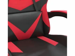 Clicnbuy Silla gaming giratoria y reposapiés cuero sintético negro Rojo Outlet