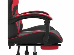 Clicnbuy Silla gaming giratoria y reposapiés cuero sintético negro Rojo Outlet