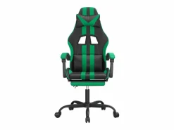Clicnbuy Silla gaming giratoria y reposapiés cuero sintético negro Verde New