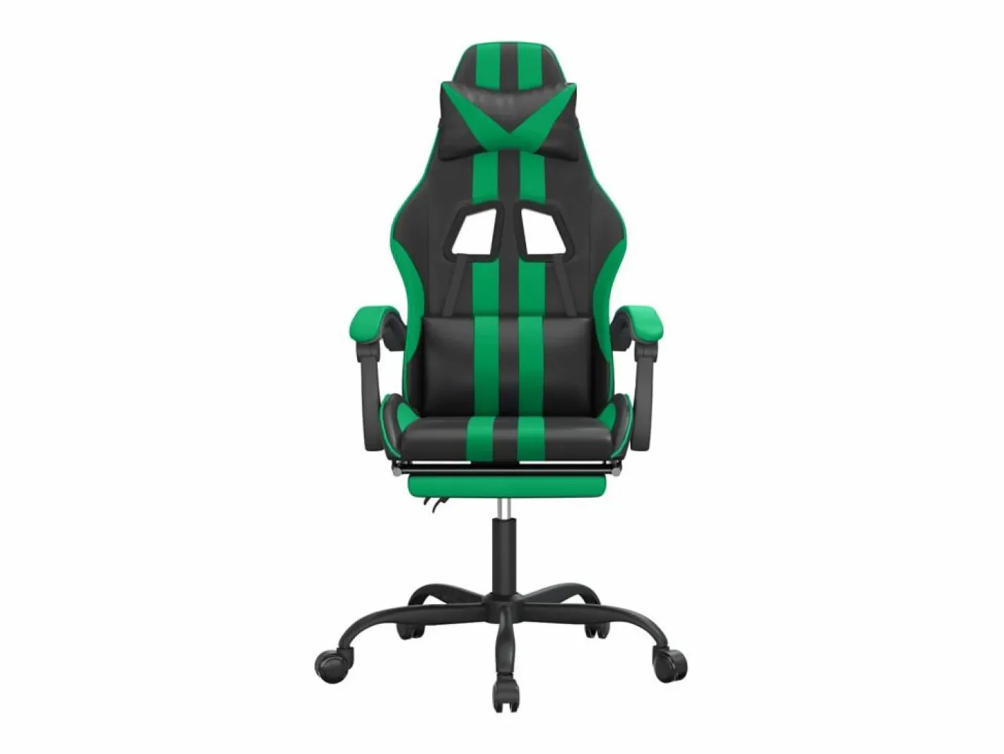 Clicnbuy Silla gaming giratoria y reposapiés cuero sintético negro Verde New