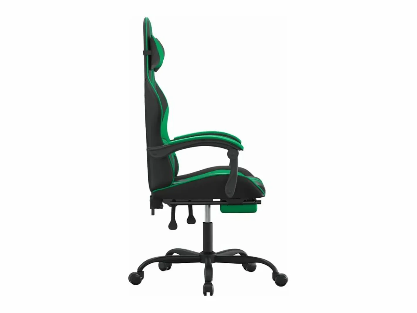 Clicnbuy Silla gaming giratoria y reposapiés cuero sintético negro Verde New