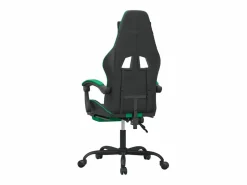 Clicnbuy Silla gaming giratoria y reposapiés cuero sintético negro Verde New