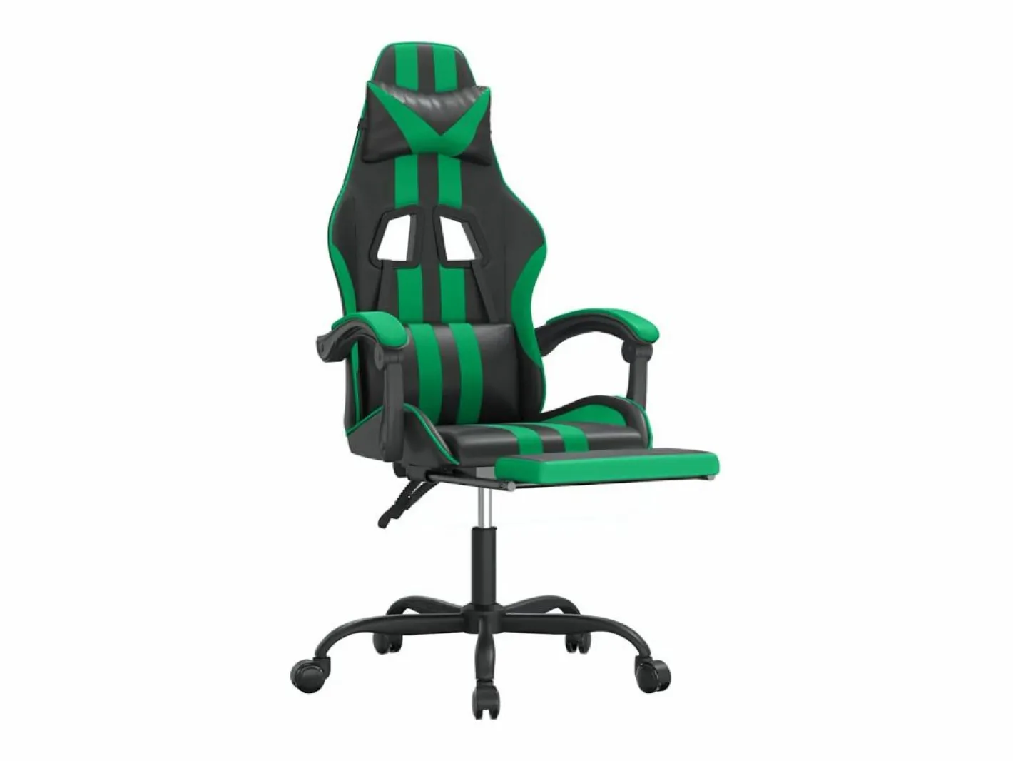 Clicnbuy Silla gaming giratoria y reposapiés cuero sintético negro Verde New