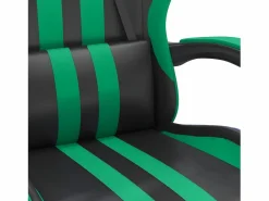 Clicnbuy Silla gaming giratoria y reposapiés cuero sintético negro Verde New
