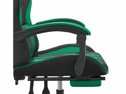 Clicnbuy Silla gaming giratoria y reposapiés cuero sintético negro Verde New