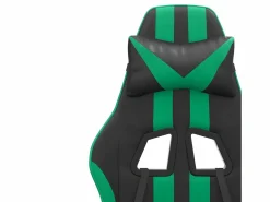 Clicnbuy Silla gaming giratoria y reposapiés cuero sintético negro Verde New