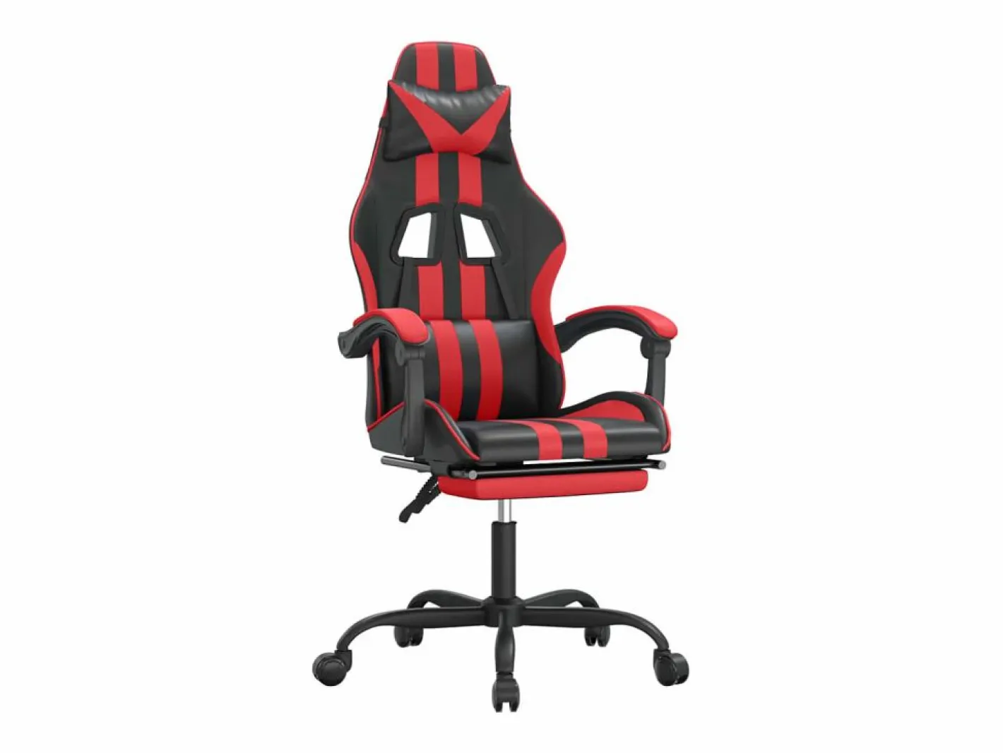 Clicnbuy Silla gaming giratoria y reposapiés cuero sintético negro Rojo New
