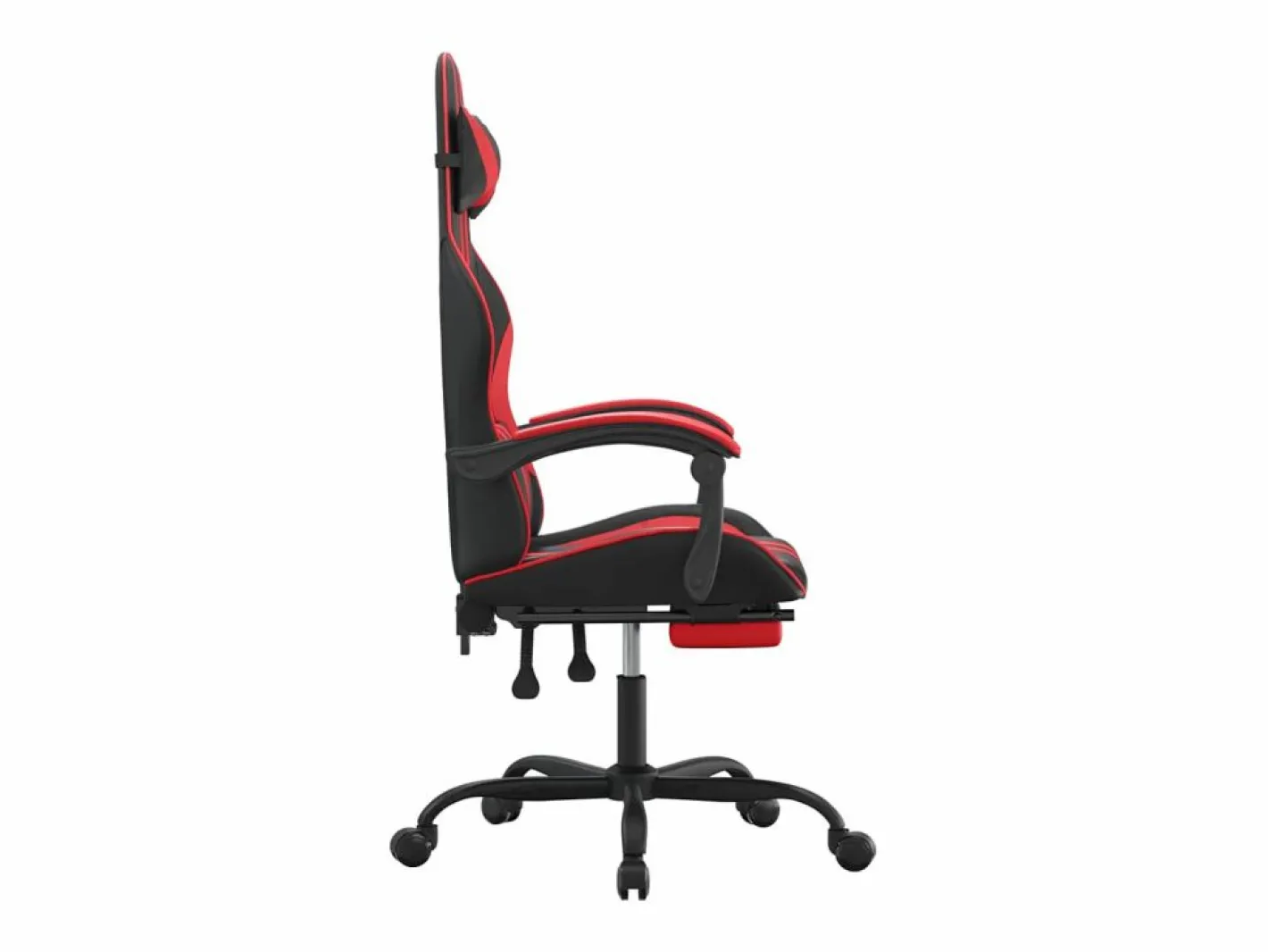 Clicnbuy Silla gaming giratoria y reposapiés cuero sintético negro Rojo New