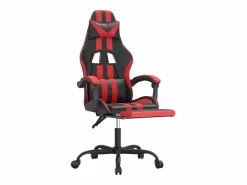 Clicnbuy Silla gaming giratoria y reposapiés cuero sintético negro Rojo New