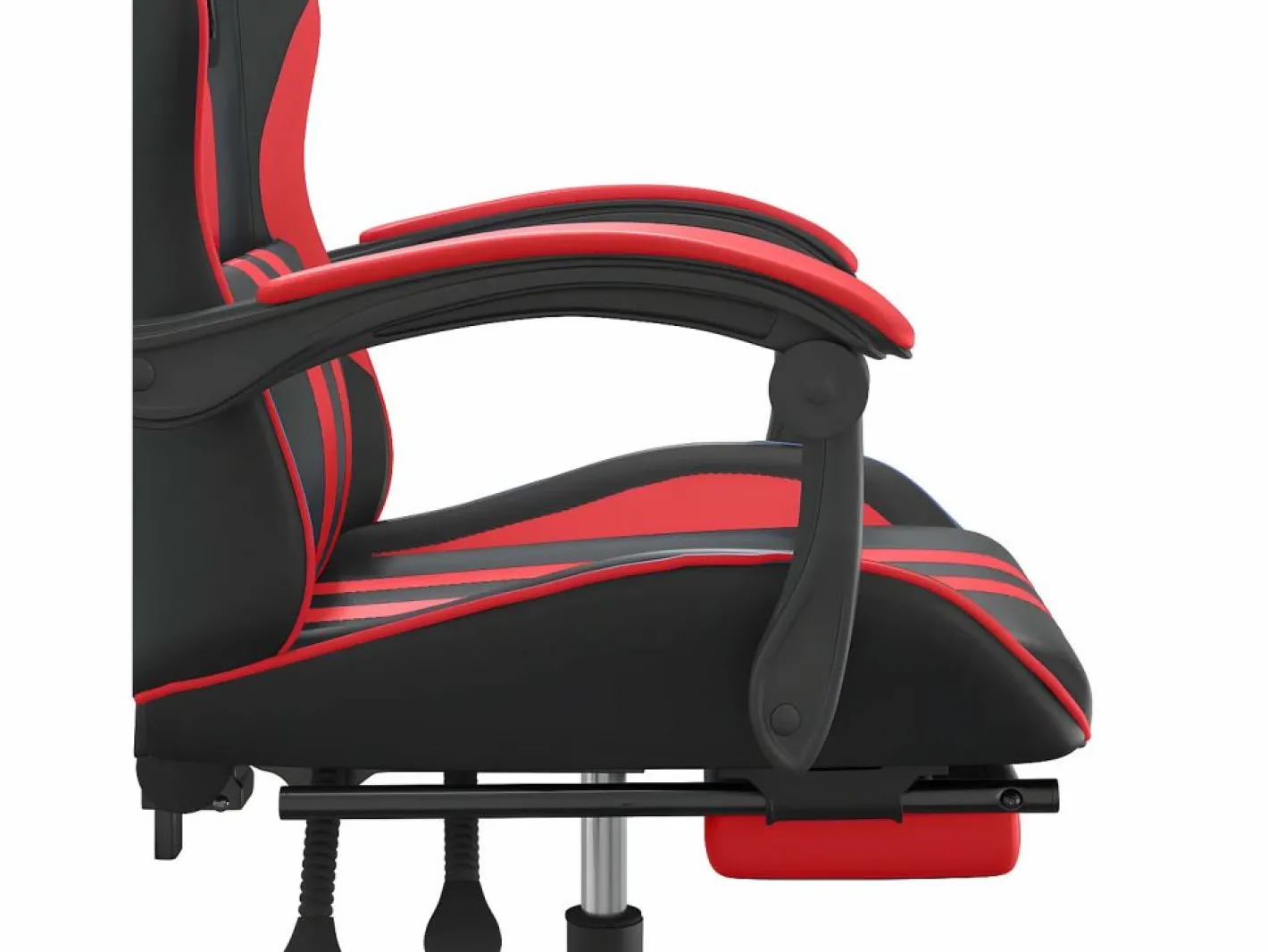 Clicnbuy Silla gaming giratoria y reposapiés cuero sintético negro Rojo New