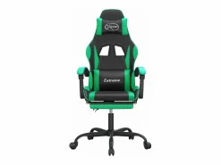 Silla gaming giratoria y reposapiés cuero sintético negro^Clicnbuy Best