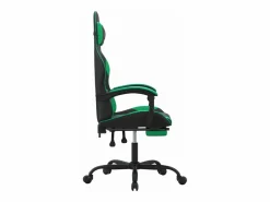 Silla gaming giratoria y reposapiés cuero sintético negro^Clicnbuy Best