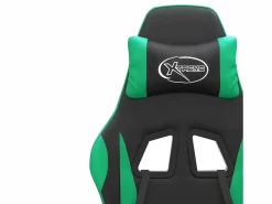 Silla gaming giratoria y reposapiés cuero sintético negro^Clicnbuy Best
