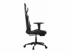 Clicnbuy Silla gaming masaje y reposapiés cuero sintético negro Blanco Discount