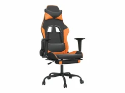 Clicnbuy Silla Gaming|Silla gaming masaje y reposapiés cuero sintético negro