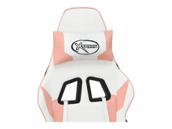 Clicnbuy Silla Gaming|Silla gaming masaje y reposapiés cuero sintético blanco y