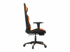 Clicnbuy Silla gaming masaje y reposapiés cuero sintético negro Naranja Discount