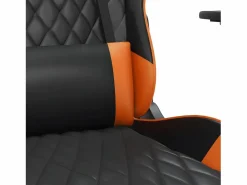 Clicnbuy Silla gaming masaje y reposapiés cuero sintético negro Naranja Discount
