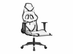 Silla gaming masaje y reposapiés cuero sintético blanco^Clicnbuy Clearance