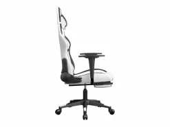 Silla gaming masaje y reposapiés cuero sintético blanco^Clicnbuy Clearance
