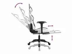 Silla gaming masaje y reposapiés cuero sintético blanco^Clicnbuy Clearance