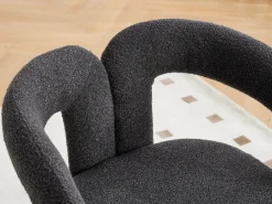 Silla giratoria 360°, sillón giratorio en tejido bouclé, sillón lounge con reposabrazos, sillón relax de respaldo alto con apoyabrazos Gris antracita Outlet