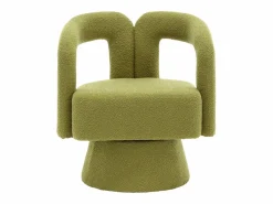 Silla giratoria 360°, sillón giratorio en tejido bouclé, sillón lounge con reposabrazos, sillón relax de respaldo alto con apoyabrazos^