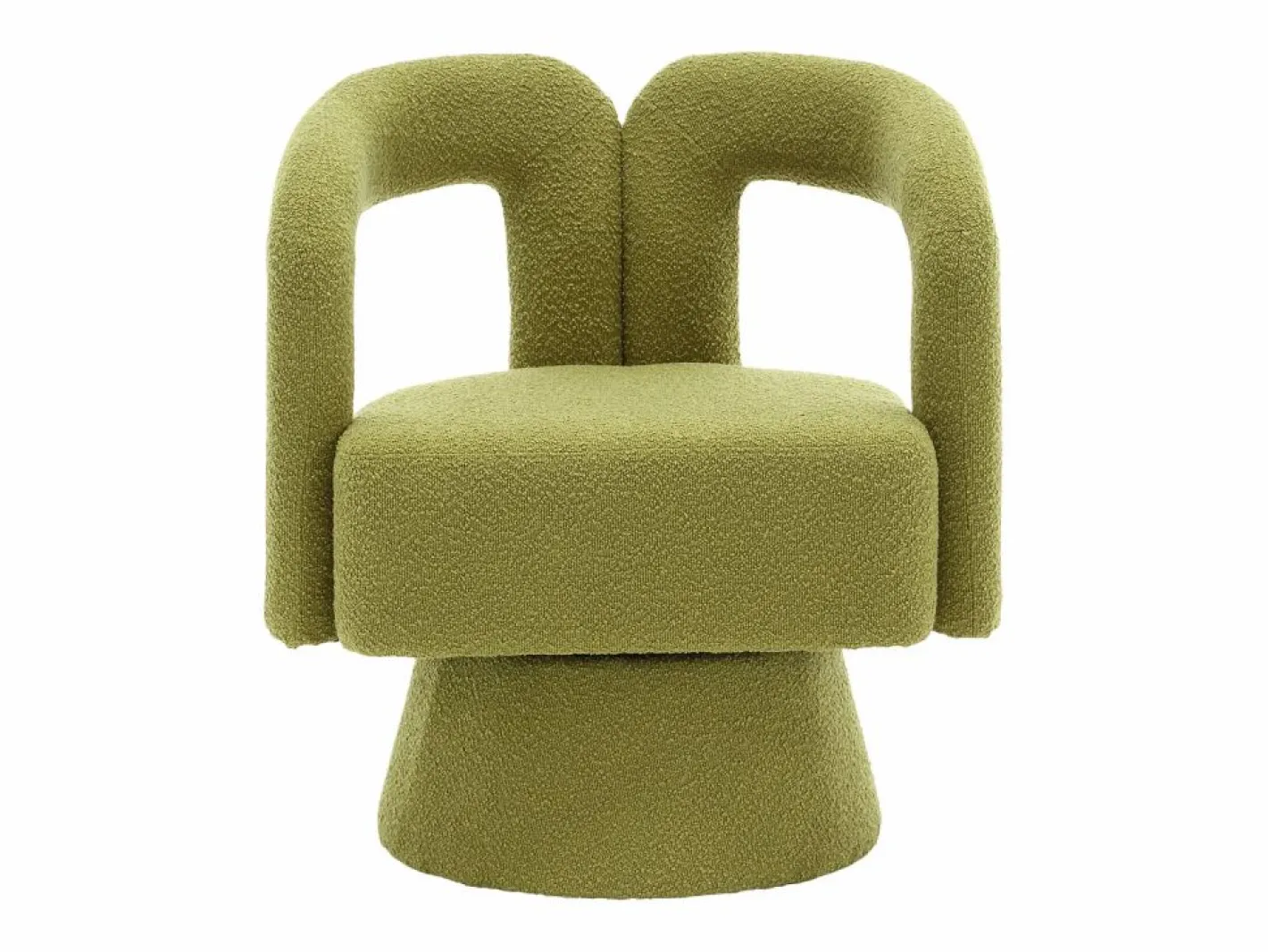Silla giratoria 360°, sillón giratorio en tejido bouclé, sillón lounge con reposabrazos, sillón relax de respaldo alto con apoyabrazos^