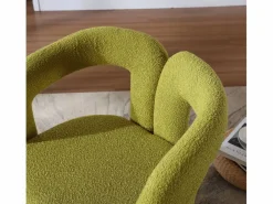 Silla giratoria 360°, sillón giratorio en tejido bouclé, sillón lounge con reposabrazos, sillón relax de respaldo alto con apoyabrazos^