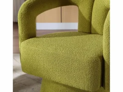 Silla giratoria 360°, sillón giratorio en tejido bouclé, sillón lounge con reposabrazos, sillón relax de respaldo alto con apoyabrazos^