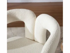 Sillón Escandinavo|Silla giratoria 360°, sillón giratorio en tejido bouclé, sillón lounge con reposabrazos, sillón relax de respaldo alto con apoyabrazos