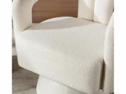 Sillón Escandinavo|Silla giratoria 360°, sillón giratorio en tejido bouclé, sillón lounge con reposabrazos, sillón relax de respaldo alto con apoyabrazos