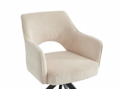 Vente-unique Sillas Y Lotes De Sillas|Silla giratoria con reposabrazos de terciopelo acanalado y metal negro - - KONYA