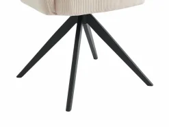 Vente-unique Sillas Y Lotes De Sillas|Silla giratoria con reposabrazos de terciopelo acanalado y metal negro - - KONYA