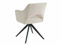 Vente-unique Sillas Y Lotes De Sillas|Silla giratoria con reposabrazos de terciopelo acanalado y metal negro - - KONYA