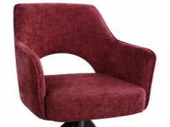 Silla giratoria con reposabrazos en tela texturizada y metal negro - Burdeos - KONYA^Vente-unique Hot