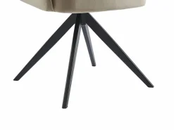 Vente-unique Silla giratoria con reposabrazos de terciopelo y metal negro - - KONYA Beige Outlet